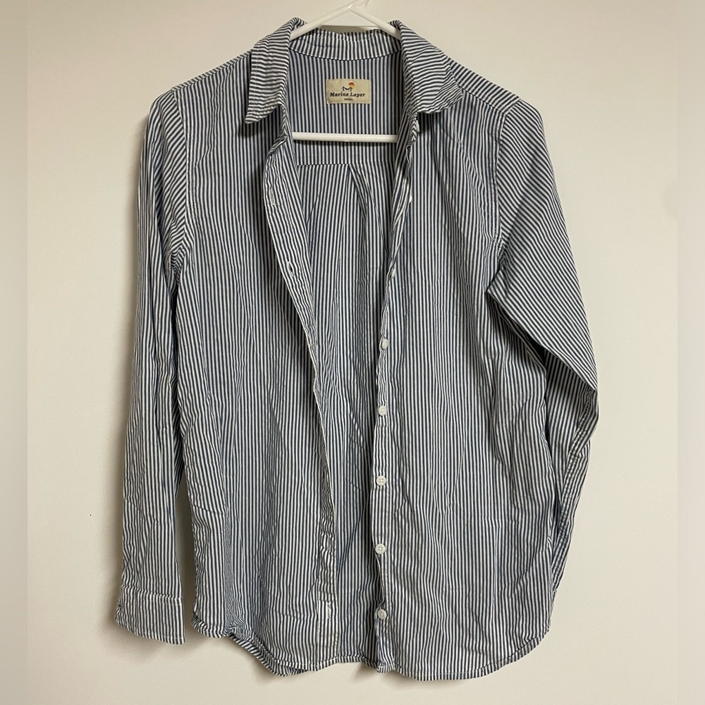 Marine Layer Blue and White Striped Button-Down Shirt